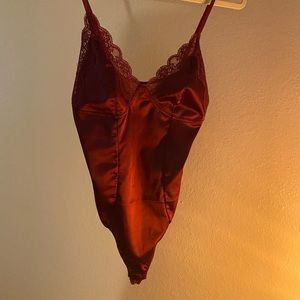 Burgundy lace bodysuit